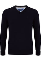 BENETTI V-Neck Jumper by Benetti Knitwear Forest Night detail view