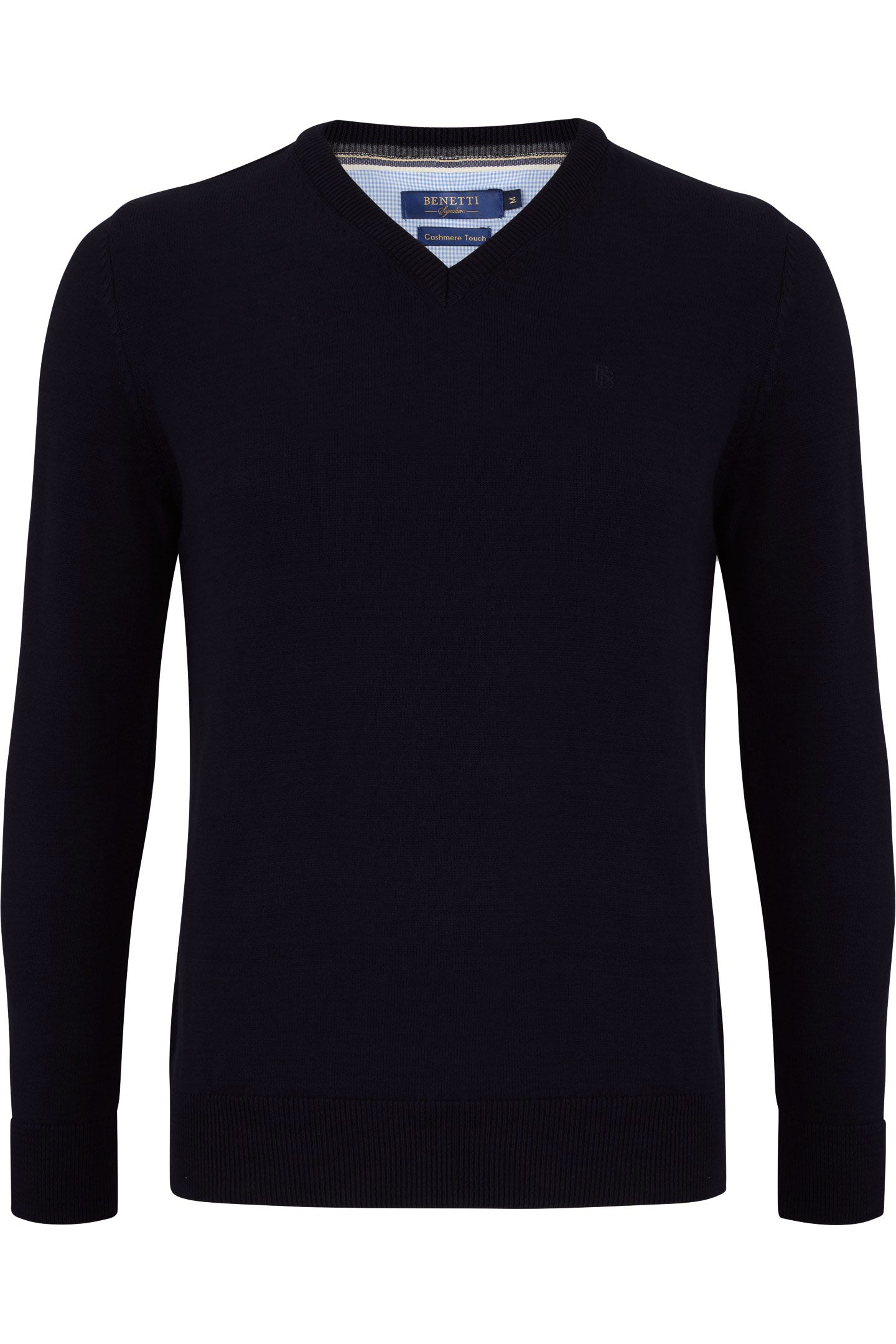 BENETTI V-Neck Jumper by Benetti Knitwear Forest Night detail view