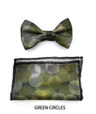 Benetti Boys Bow and Pocket Square - Green Circles