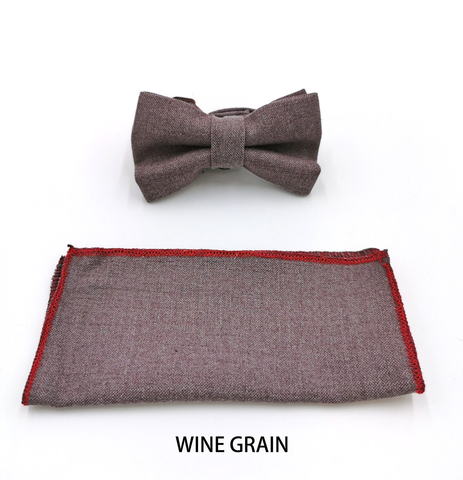 Benetti Boys Bow & Pocket Square - Wine Grain