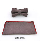 Benetti Boys Bow and Pocket Square - Wine Grain