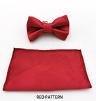 Benetti Boys Bow and Pocket Square - Red Pattern