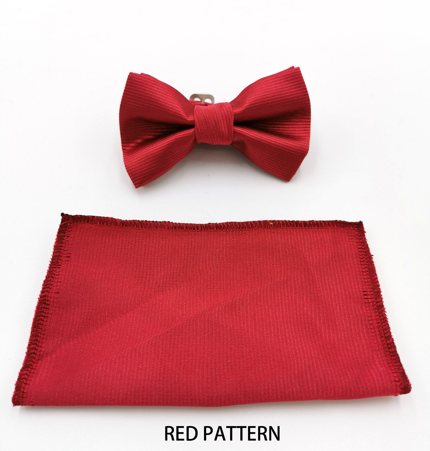 Benetti Boys Bow and Pocket Square - Red Pattern