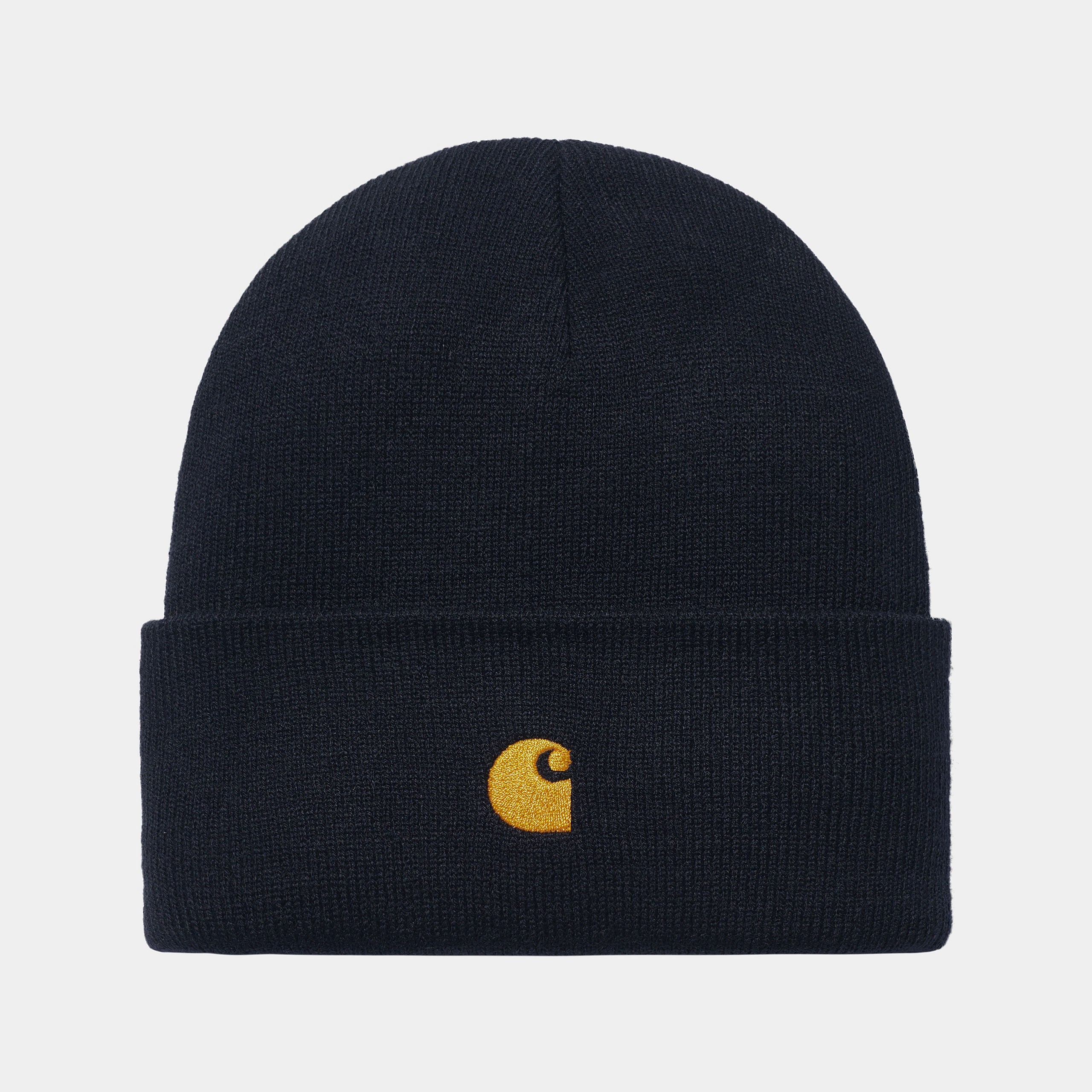Carhartt WIP Chase Beanie-Dark Navy / Gold Dark Navy / Gold front view