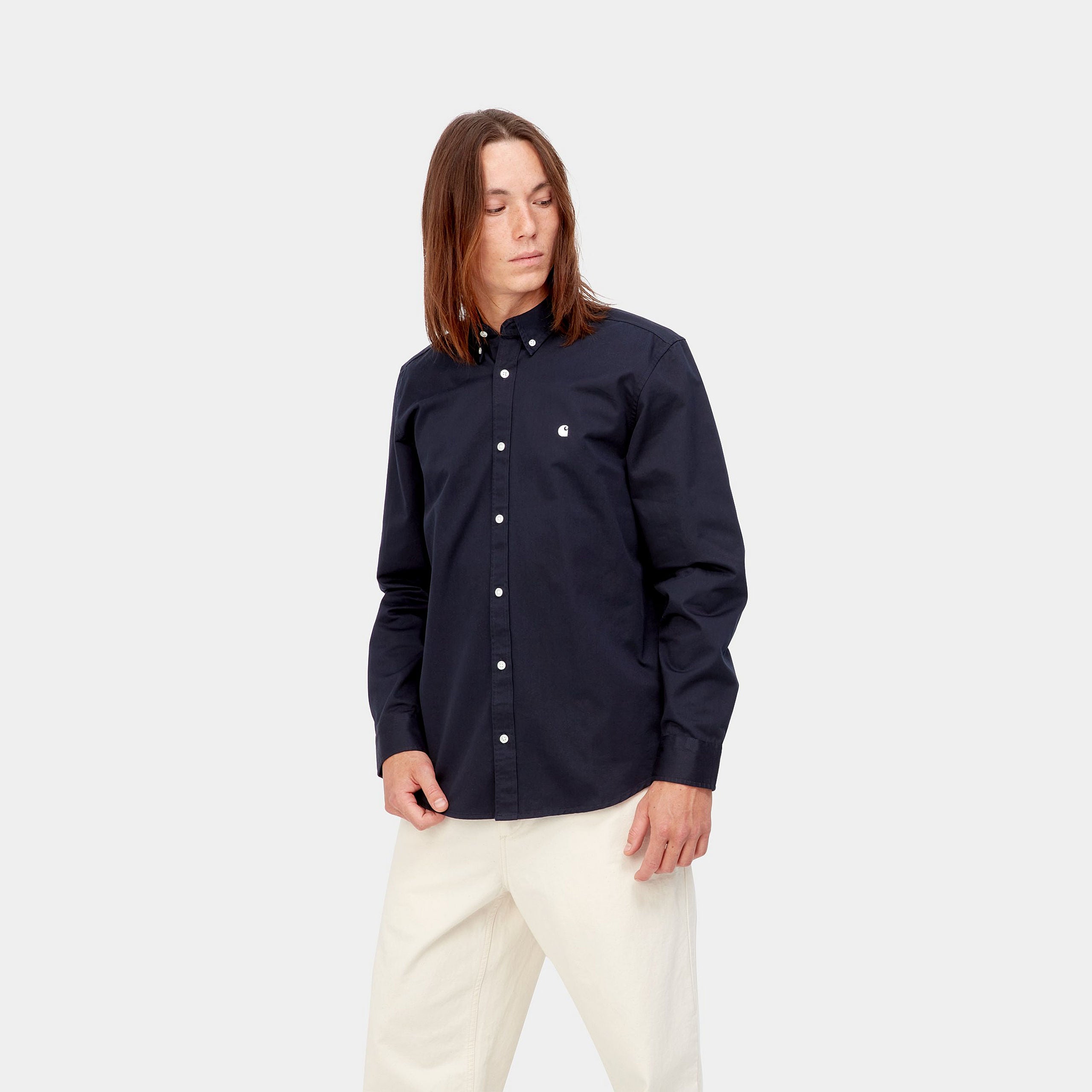 Men's Long Sleeve Madison Shirt-Dark Navy / Wax-Front View