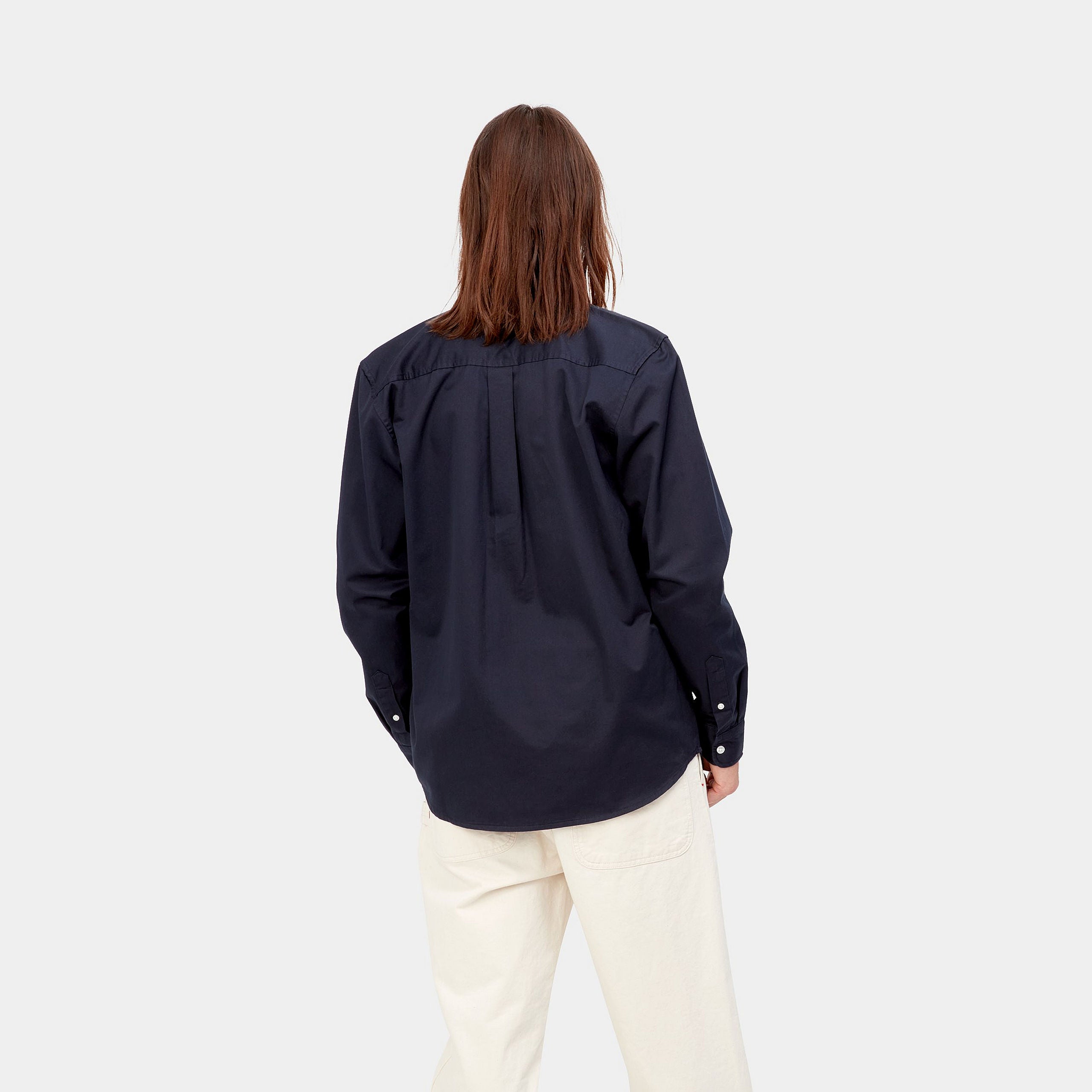 Men's Long Sleeve Madison Shirt-Dark Navy / Wax-Back View