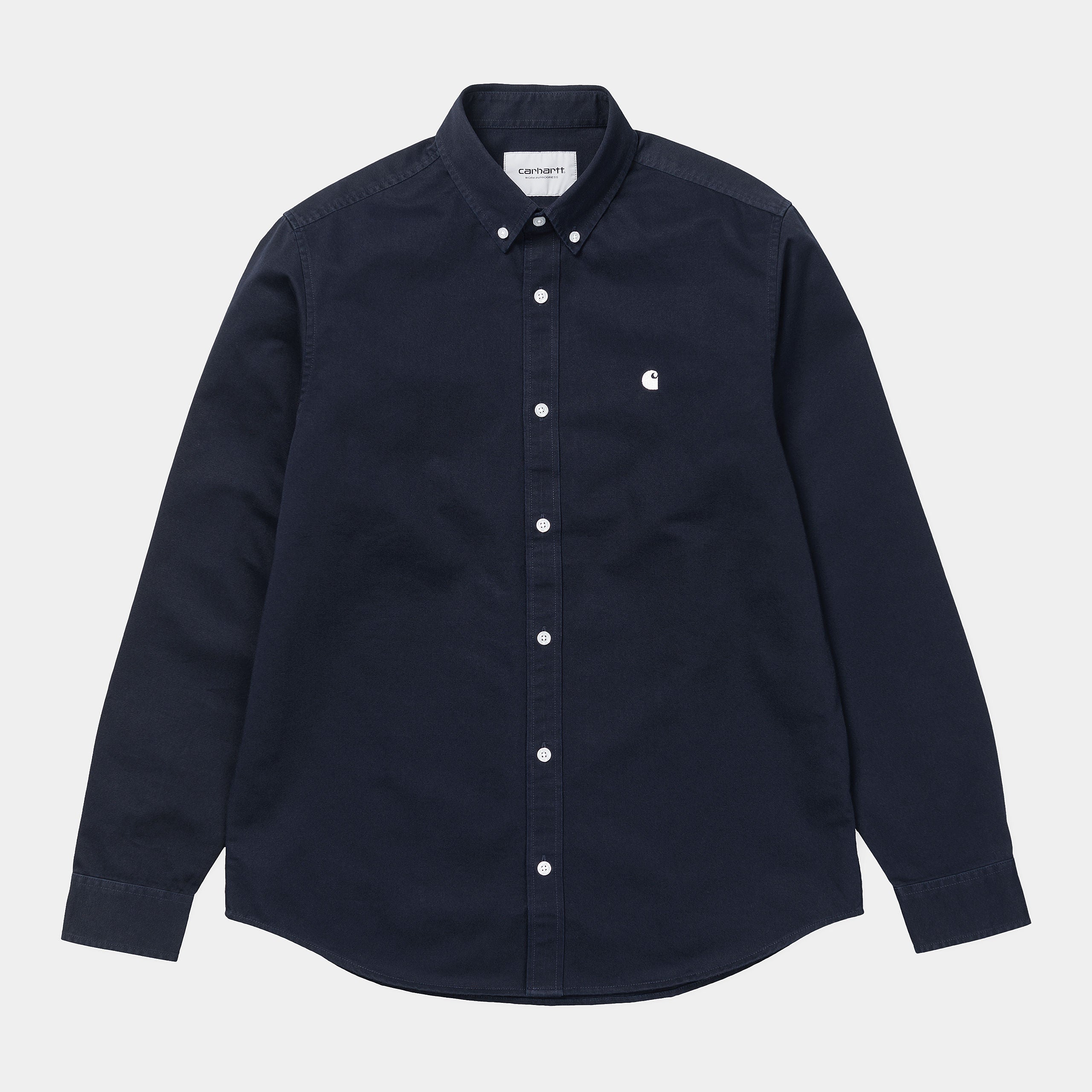 Men's Long Sleeve Madison Shirt-Dark Navy / Wax-Ghost Front View