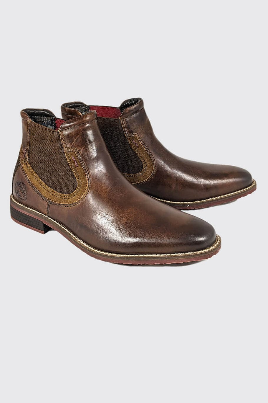Men's Santos Tan Boot-Side View of Both Boots