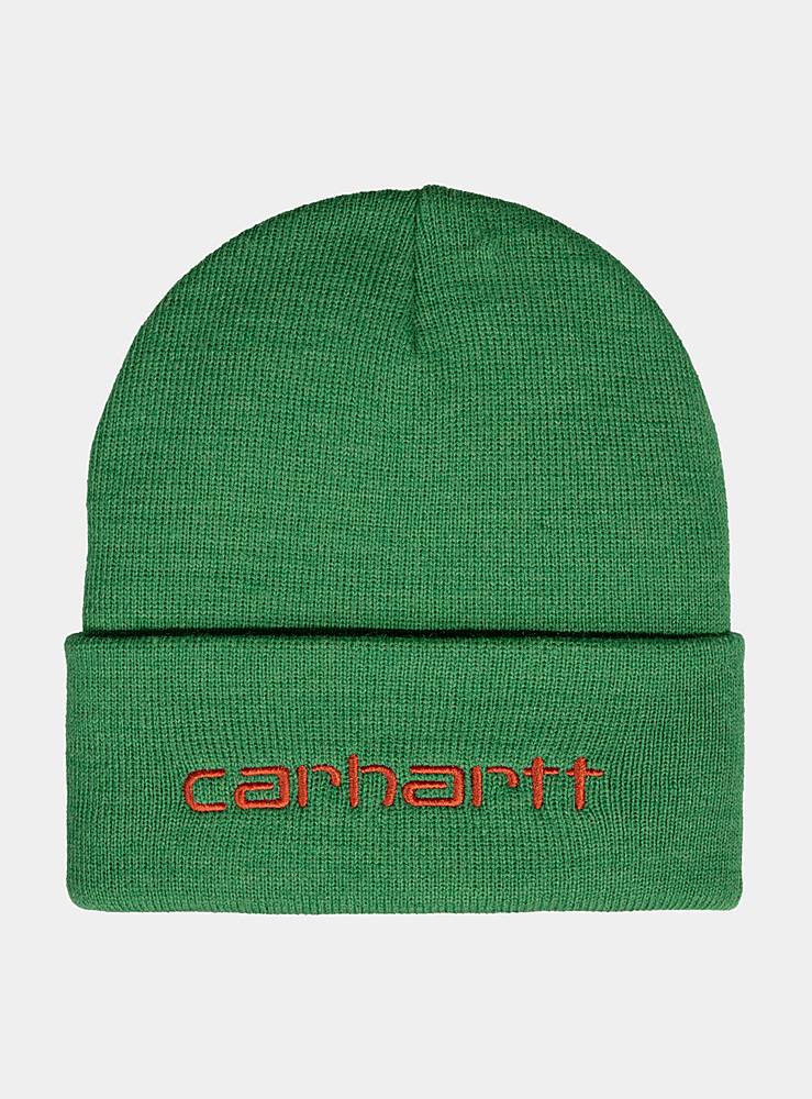 Carhartt WIP Script Beanie-Bonsaï / Brick Bonsaï / Brick front view