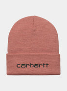 Carhartt WIP Script Beanie-Misty Blush / Vulcan Misty Blush / Vulcan front view