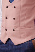 Marc Darcy Kelvin pink double breasted waistcoat button detail