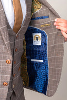MARC DARCY Ray Tan Check Blazer Tan back view