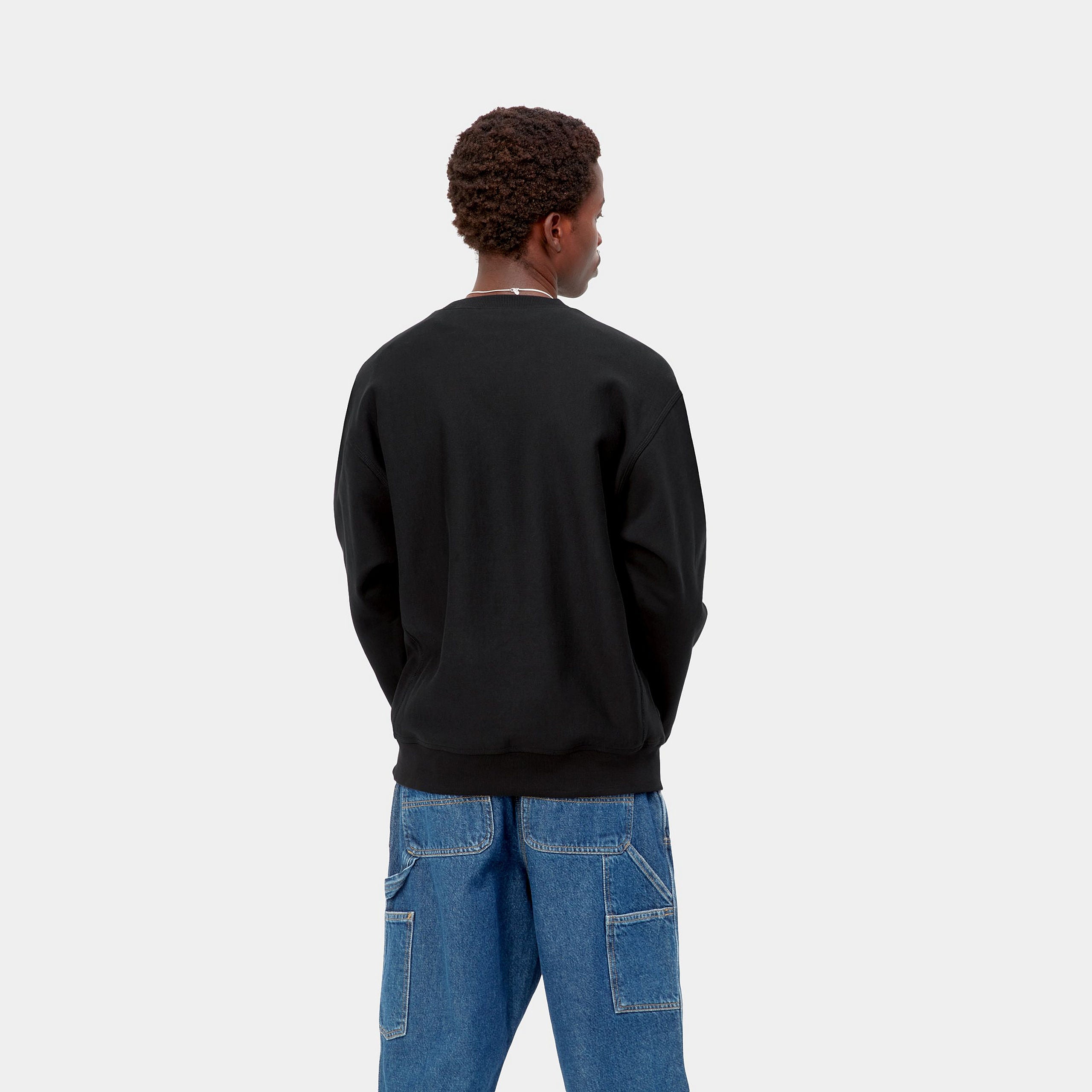 Men's American Script Sweat-Black-Back View