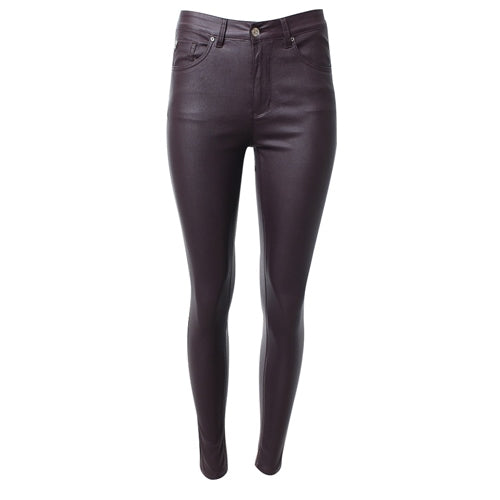 Ladies Lorraine Wine Leather Jean-Ghost Front View