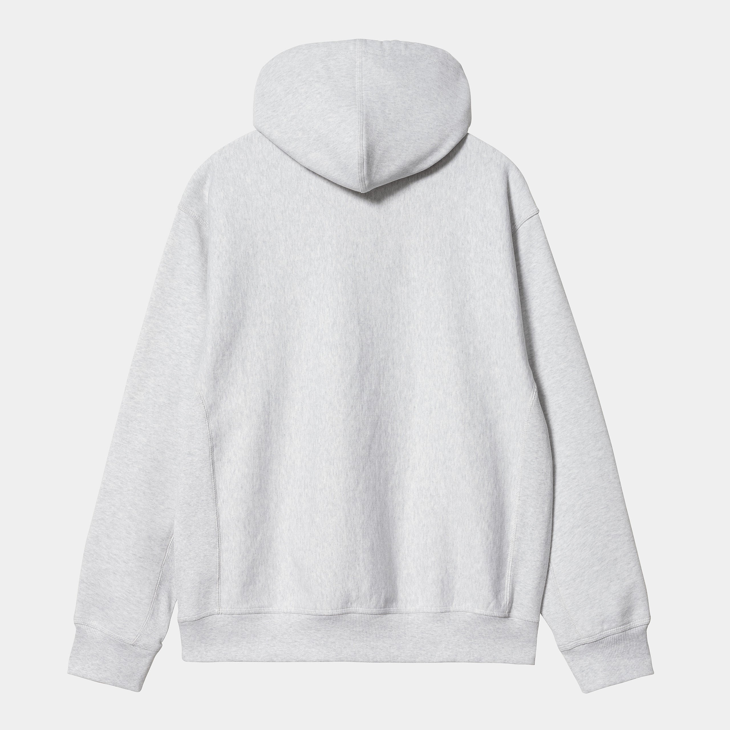 Men's Hooded American Script Sweat-Ash Heather-Ghost Back View