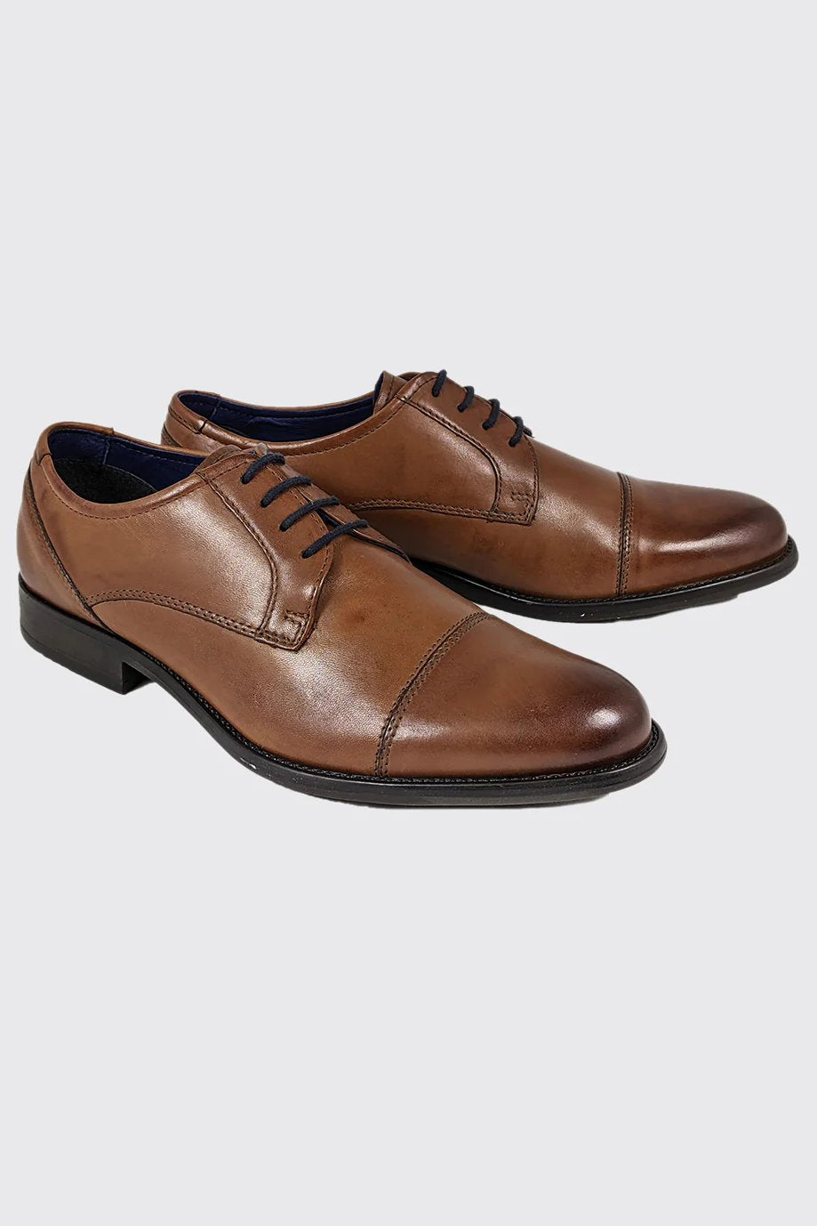 Men's Derek Lace Up Tan Formal Shoe-Both Shoes View