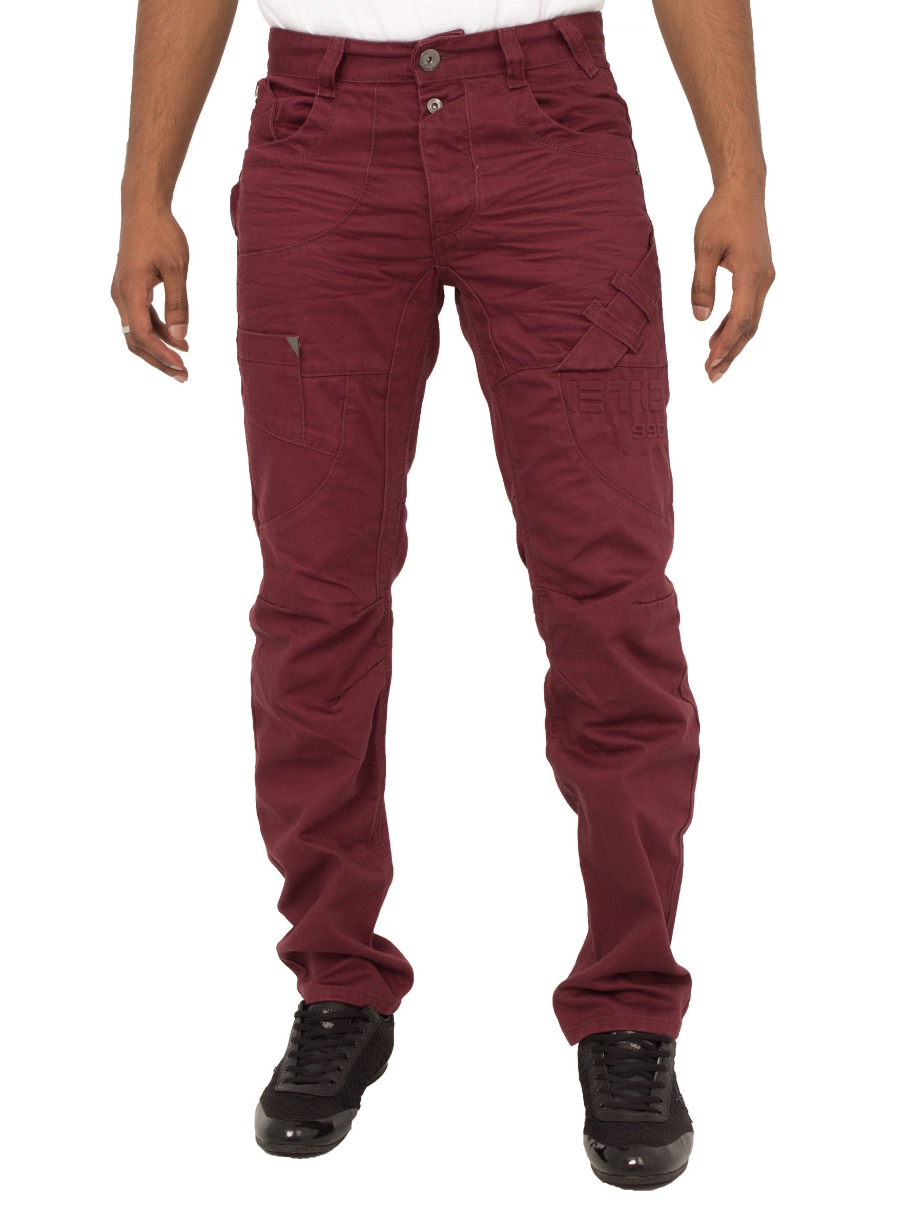 Mens Tapered Leg Burgandy Jeans By Eto Jeans - Spirit Clothing