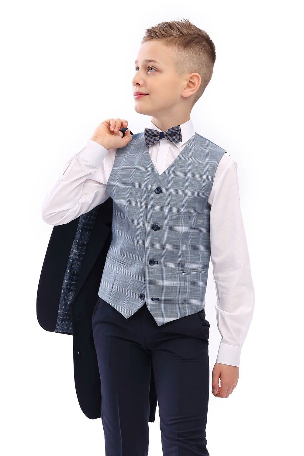 STANDAR Felix A Boys 3 Piece Navy Suit Navy model front view