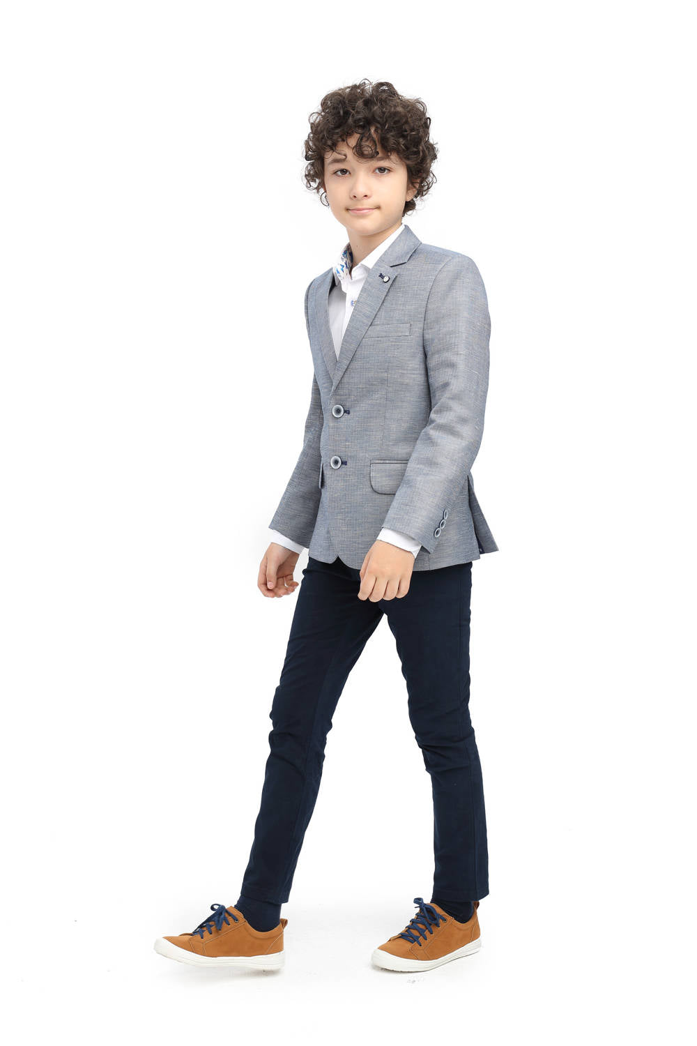 Front view of the Leon boys blue blazer