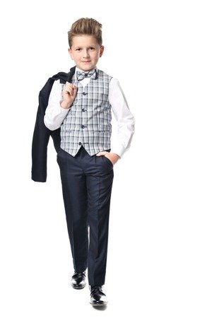 Enzo Boy's Suit Navy Dot - Spirit Clothing