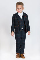 Marc Darcy Boyswear Eton Boy 3 Piece Suit NAVY front view