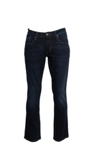 6TH SENSE Fred Blue Black Stretch Denims by 6th Sense BLUE BLACK back view