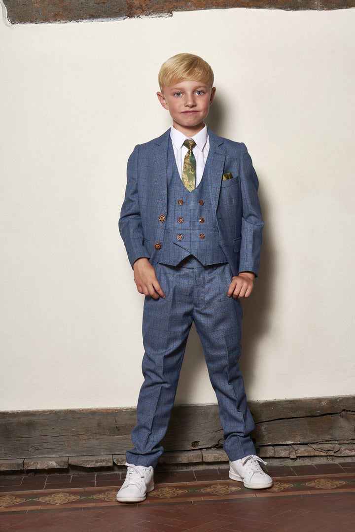 Full model view of sky blue boys suit