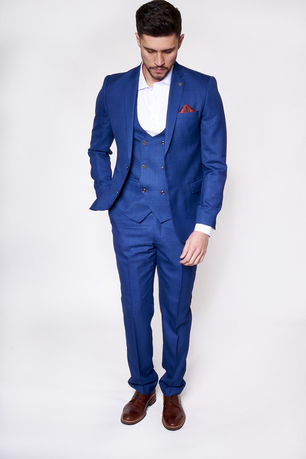 George Check Print Three Piece Suit By Marc Darcy - Spirit Clothing