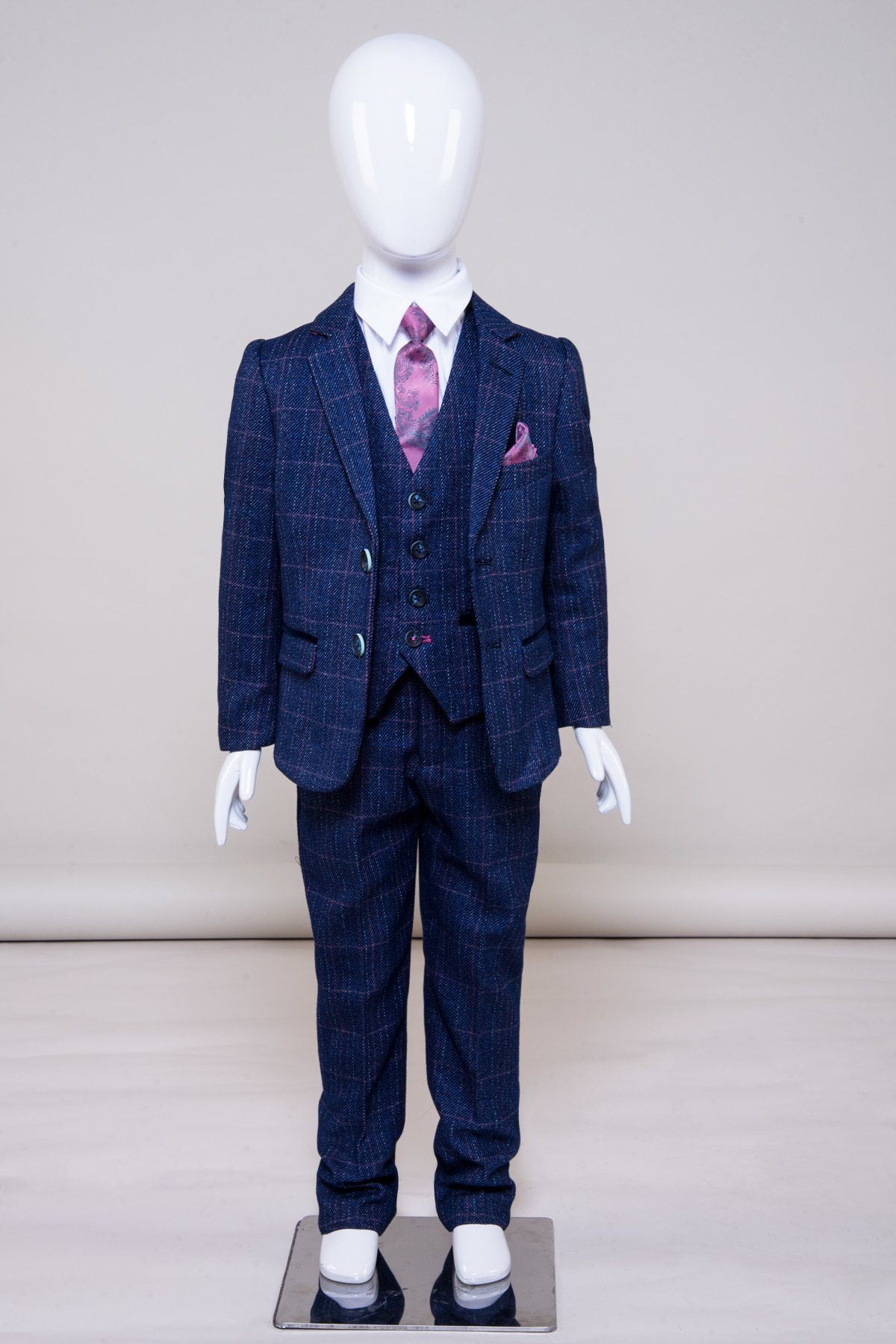 Marc Darcy Boyswear Harry Boy 3 Piece Indigo Suit Indigo back view