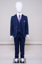 Marc Darcy Boyswear Harry Boy 3 Piece Indigo Suit Indigo back view
