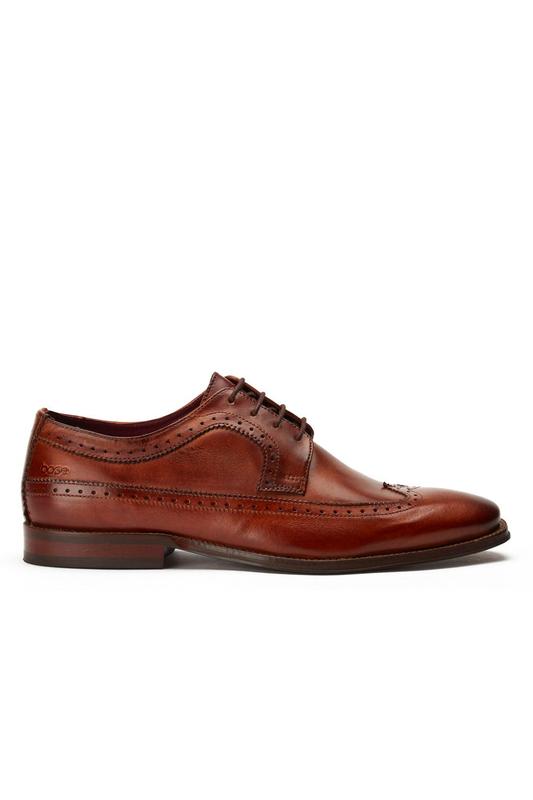 BASE LONDON Havisham Tan Washed Brogue Shoe Tan front view