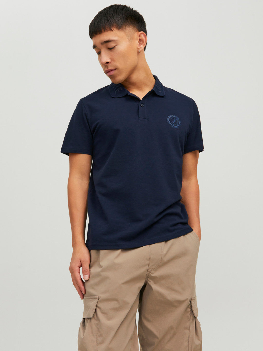 Chain Short Sleeve Navy Polo Shirt