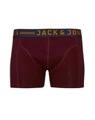 JACK & JONES Lichfield Trunks 3 Pack by Jack Jones Burgandy model front view