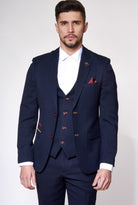 MARC DARCY JD4 Navy Contrast Trim Blazer by Marc Darcy NAVY front view