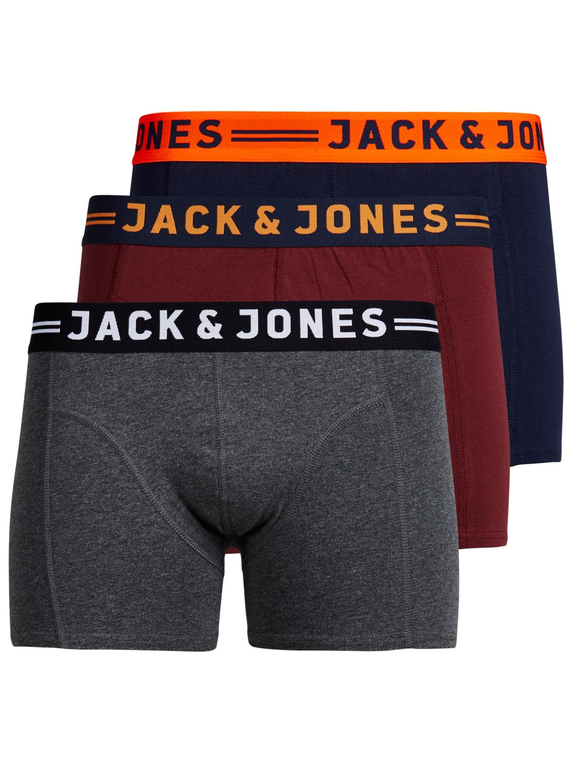JACK & JONES Lichfield Trunks 3 Pack by Jack Jones Burgandy front view