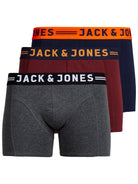 JACK & JONES Lichfield Trunks 3 Pack by Jack Jones Burgandy front view