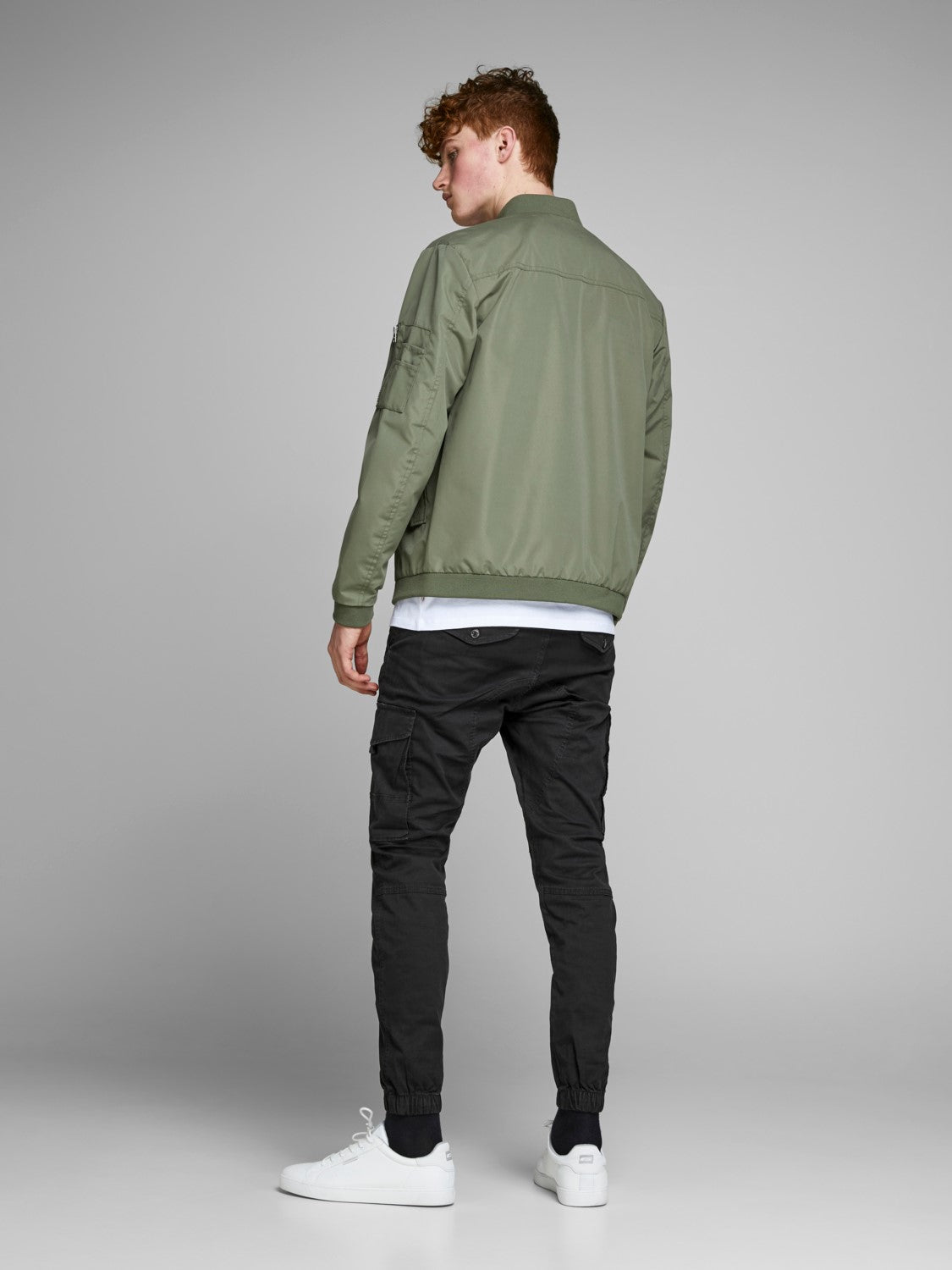 JACK & JONES Paul Flake 542 Black Cargo Pant BLACK back view
