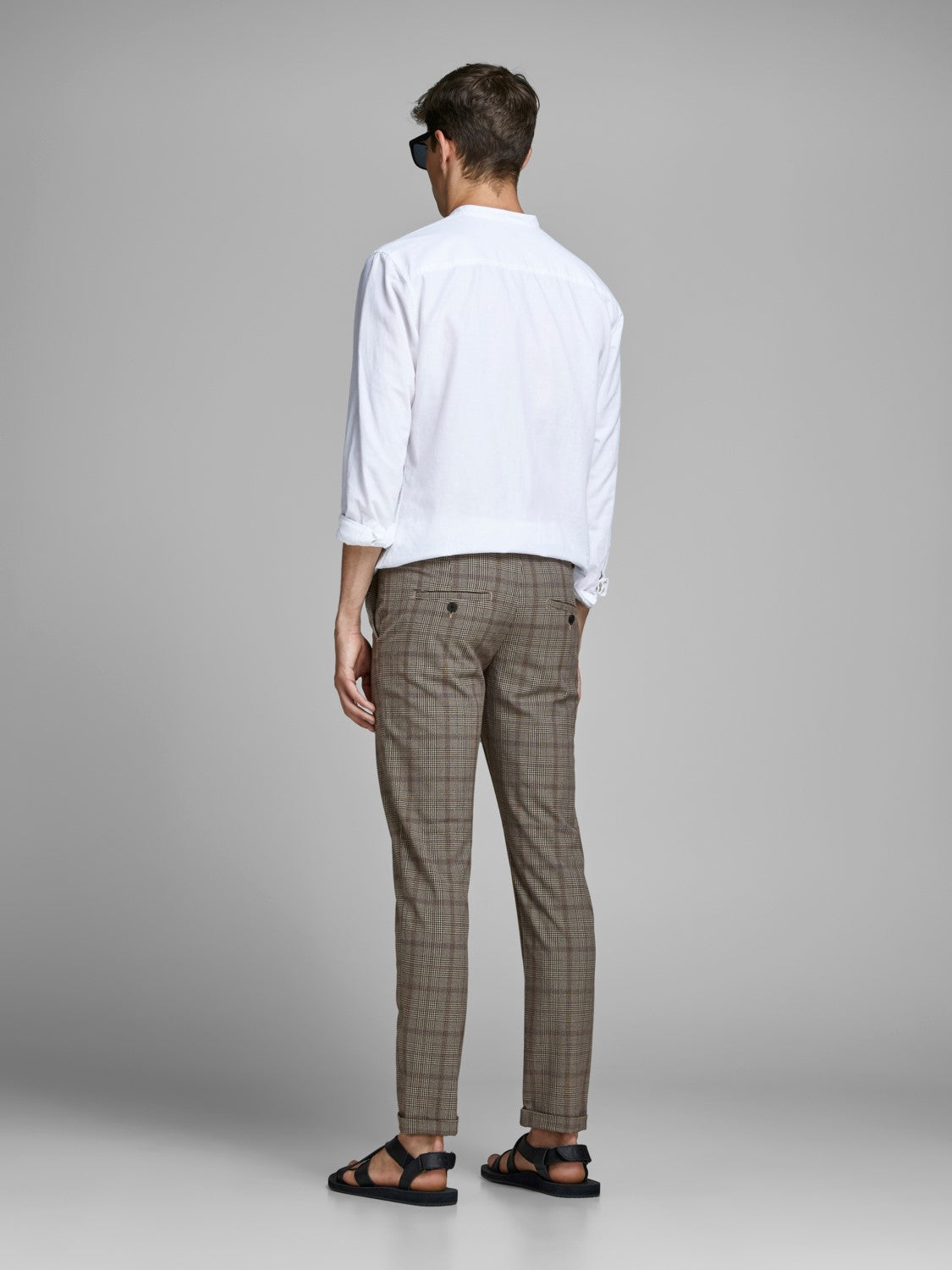 JACK & JONES Marco Connor 775 Beige Check Pants Beige model front view