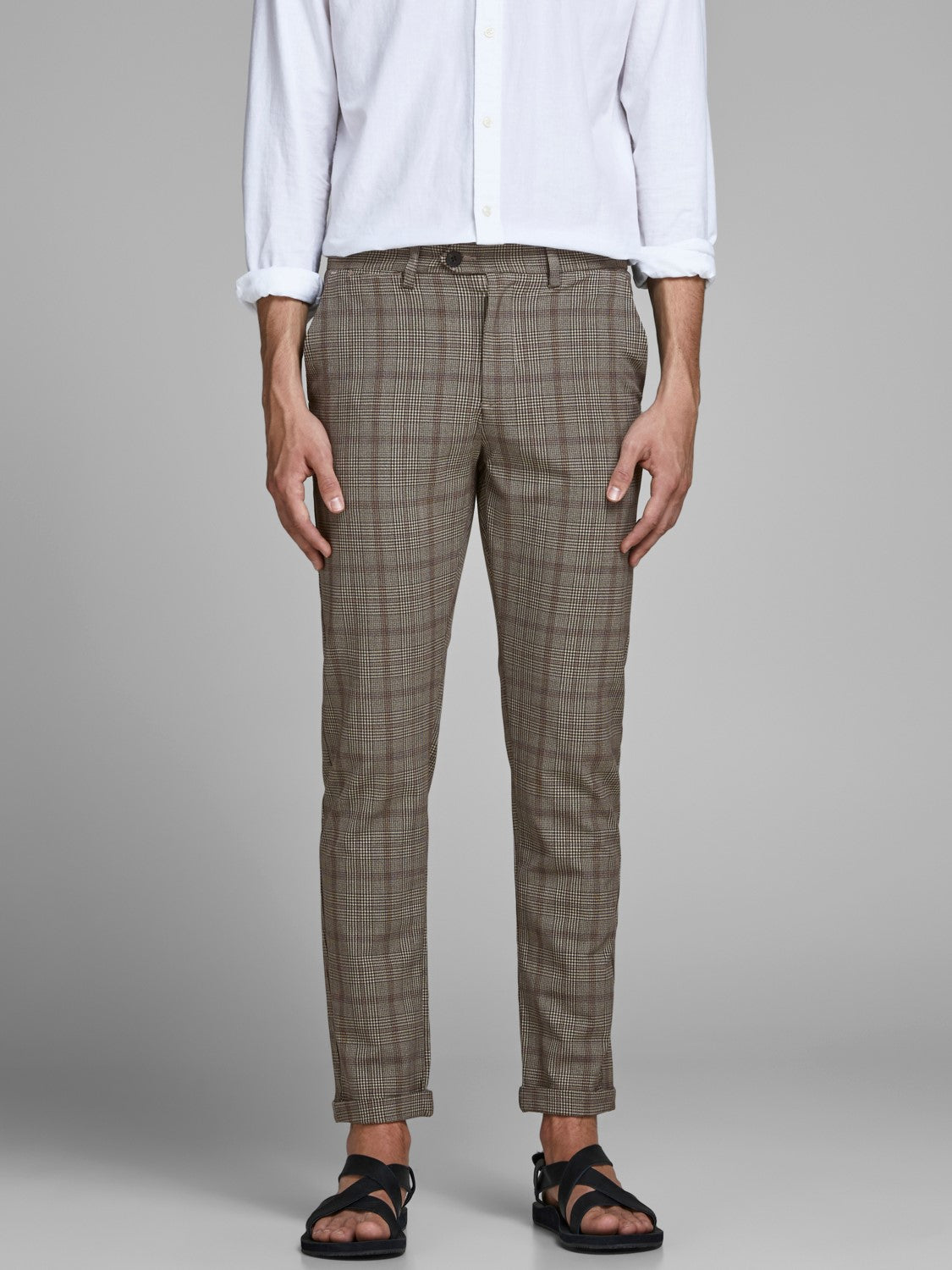 Marco Connor 775 Beige Check Pants - Spirit Clothing