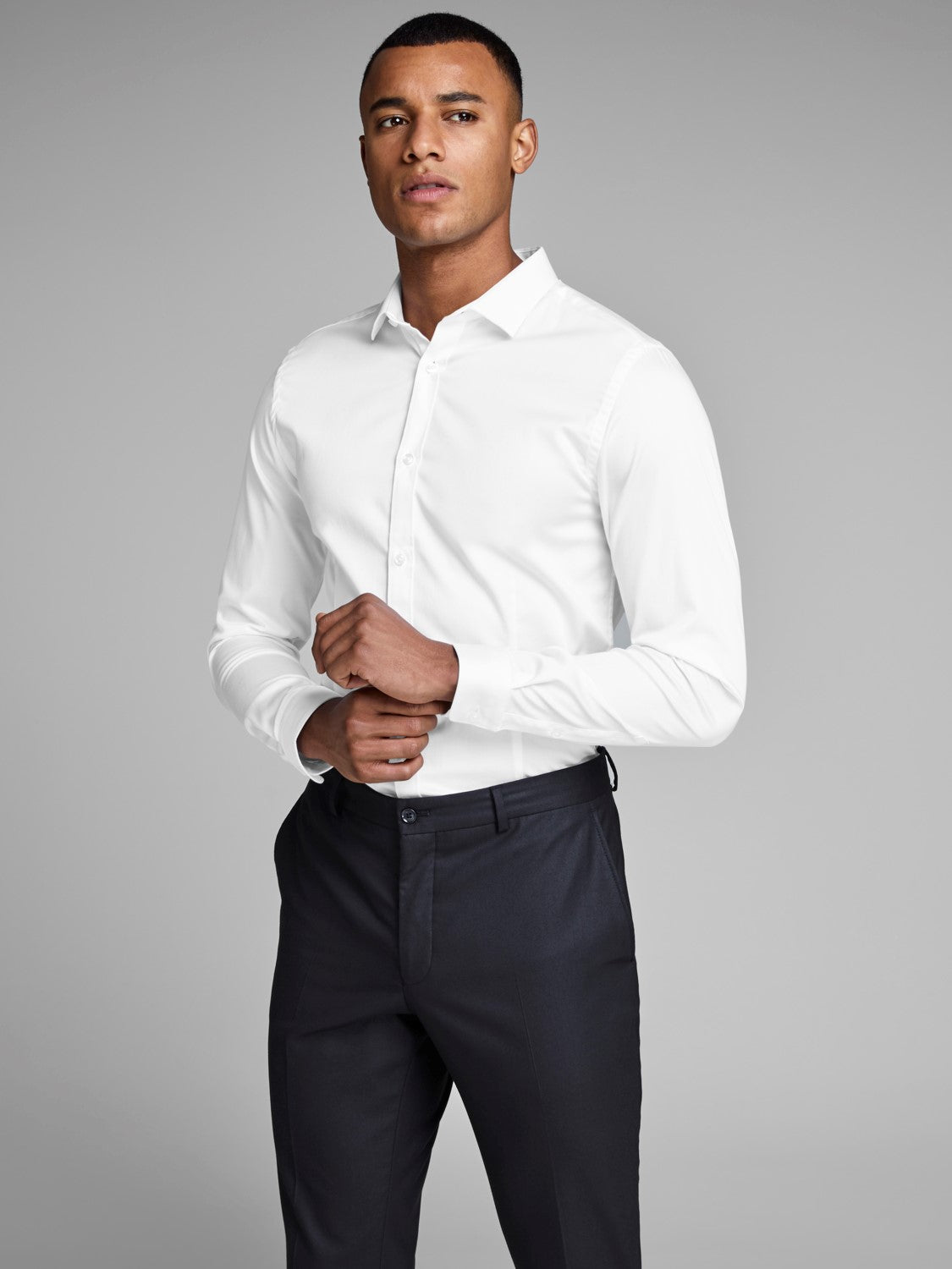 JACK JONES PREMIUM Super Slim Stretch Parma Shirt CASHMERE BLUE back view