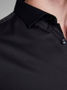 JACK JONES PREMIUM Super Slim Stretch Parma Shirt CASHMERE BLUE close up view