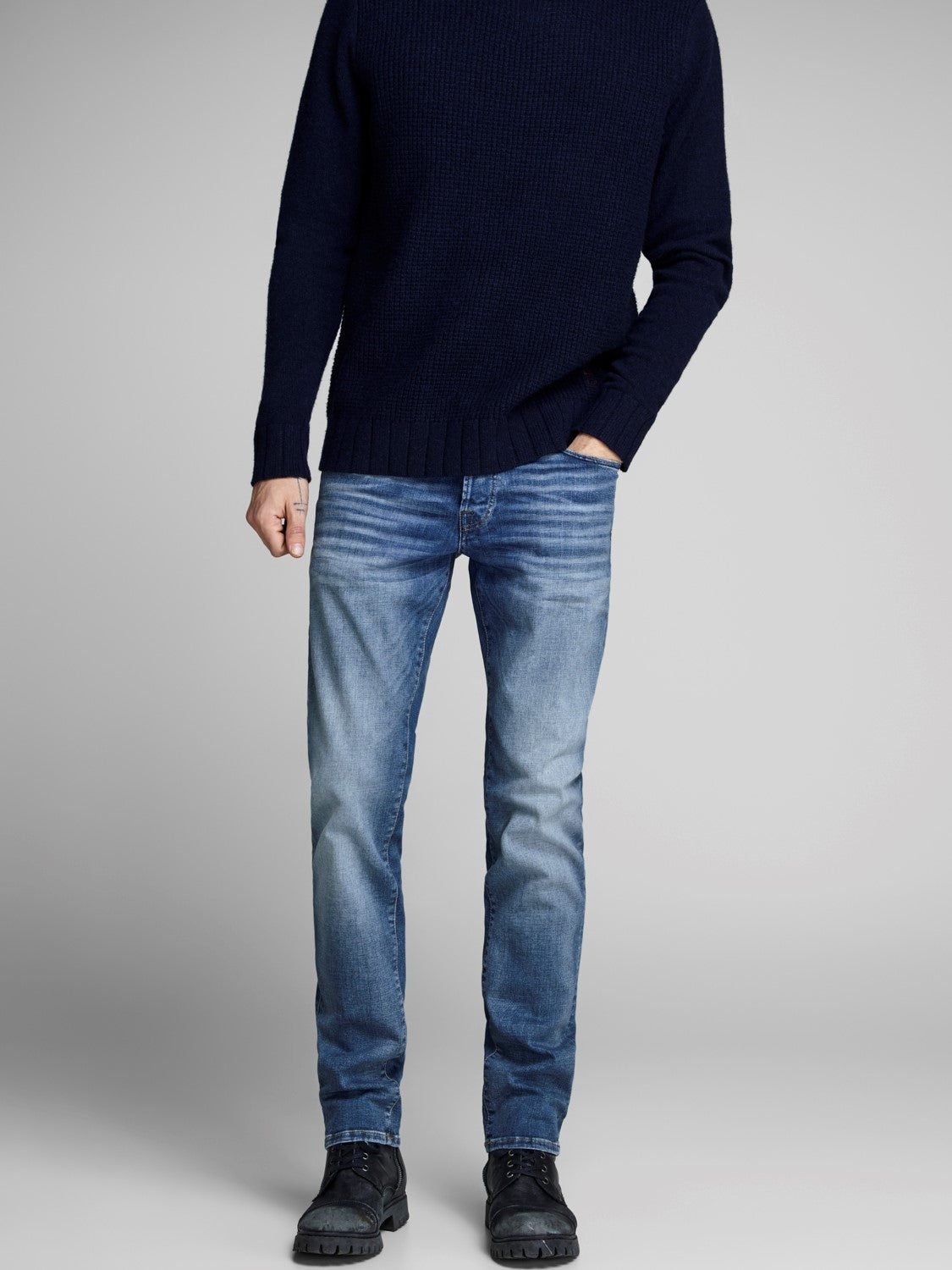 JACK & JONES Glenn Icon 357 Slim Jean BLUE DENIM front view