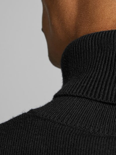 JACK & JONES Emil Knit Roll Neck Jumper BLACK back view