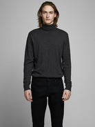 JACK & JONES Emil Knit Roll Neck Jumper BLACK model front view
