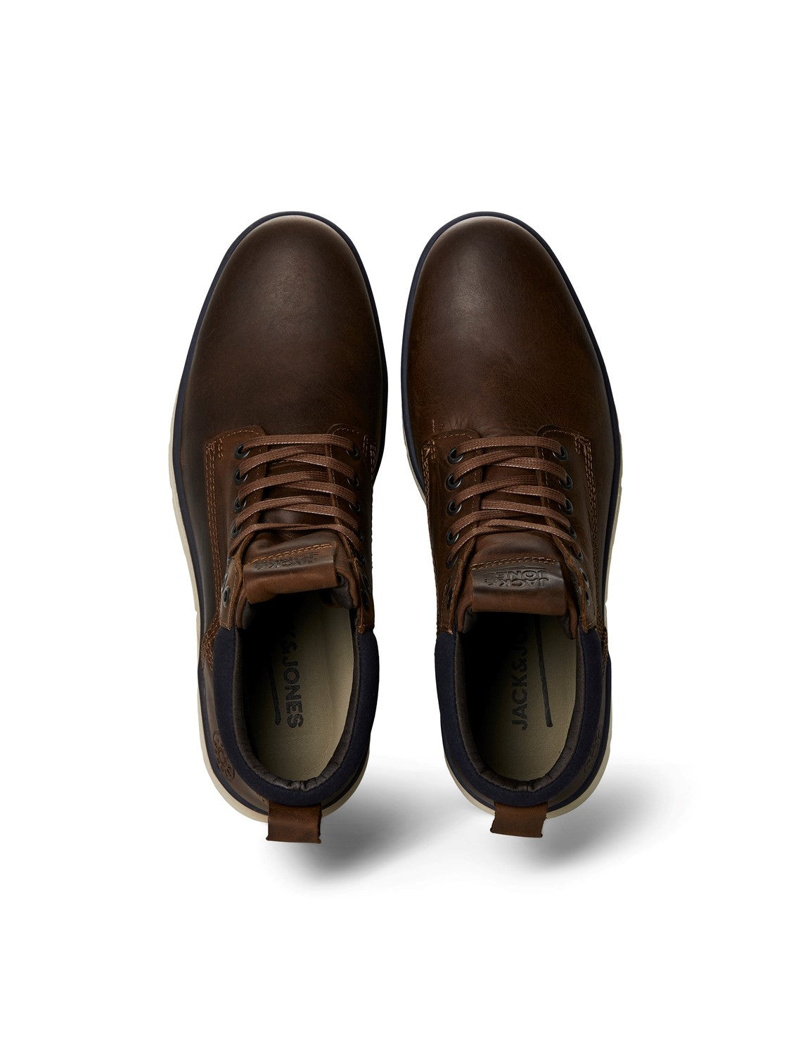 JACK JONES FOOTWEAR Tubar Leather Brandy Boot Brandy Brown model front view