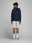 Jack Jones Youths Junior Boys Light Grey Melange Shark Shorts Light Grey Melange model front view