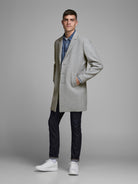 JACK & JONES Moulder Light Grey Wool Coat Light Grey front view
