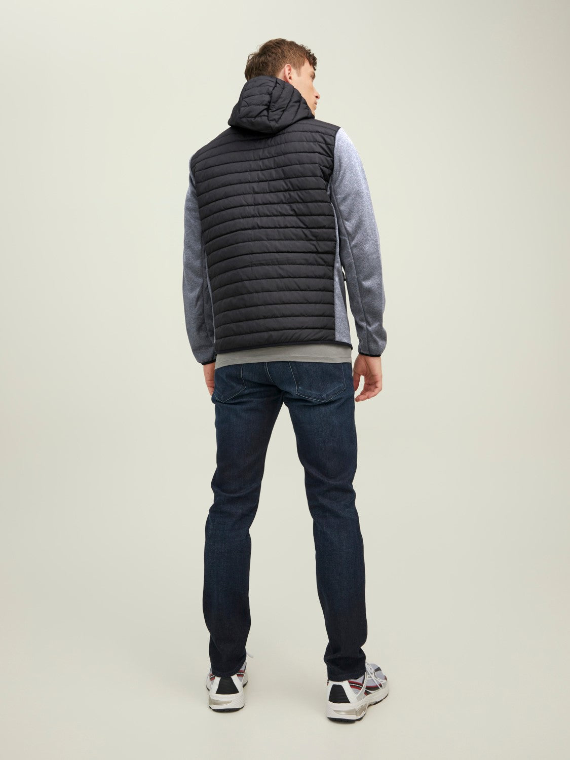 Multi Quilted Light Jacket Black/Grey-Back View