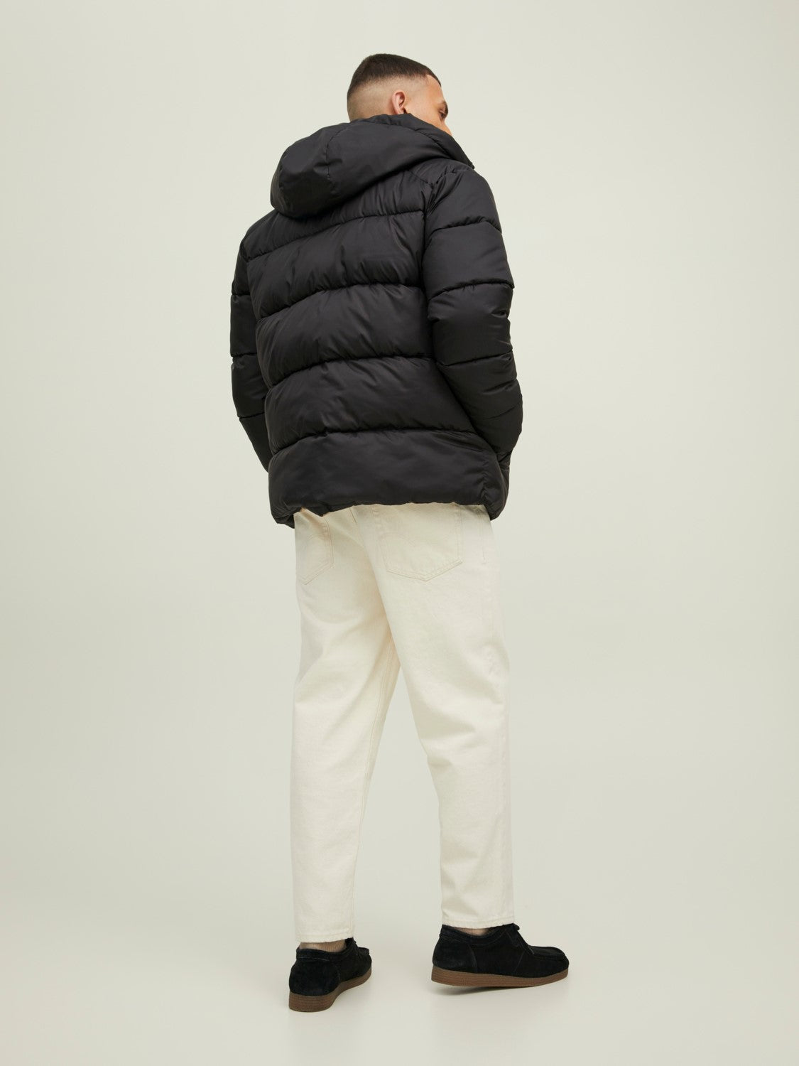 Slope Hooded Puffer Black Jacket-Bacl view