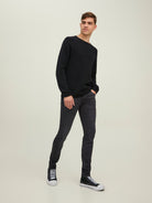JACK & JONES Liam Evan 359 Black Skinny Jeans BLACK DENIM model front view